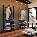 Ver imagem 3 de Conjunto Estante Cremalheira 3 Prateleiras 1 Arara 94x200 cm Comac Preto