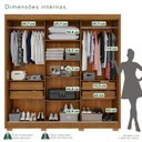 Ver imagem 5 de Guarda-Roupa Casal com Pés 3 Portas 4 Gavetas 100% MDF Ipanema Marrom/Cinamomo
