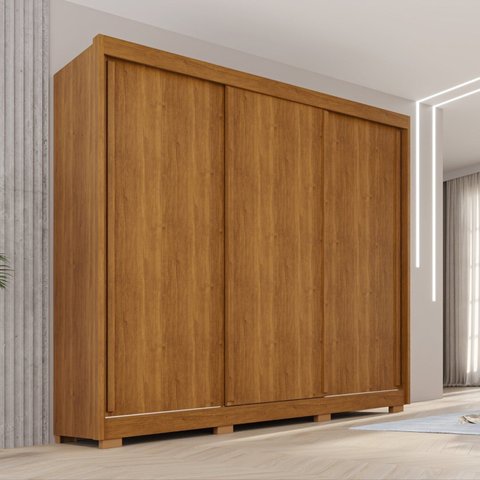 Guarda-Roupa Casal com Pés 3 Portas 4 Gavetas 100% MDF Ipanema Marrom/Cinamomo
