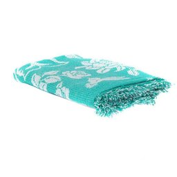 Cobertor Casal King Azul Turquesa com Branco 100% Algodão - 4