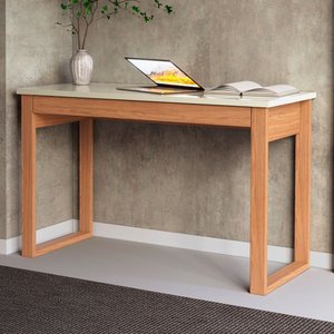 Mesa Escrivaninha Industrial 1 Gaveta 100% Mdf Off White/freijó F24 - Pradel