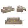 Sofá Retrátil e Reclinável 3 Lugares 1,90m com Molas Stella Suede Adonai Estofados - 2