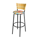 Ver imagem 3 de Jogo 3 Banqueta Alta Para Cozinha Ratan Palha Preta Estofado Cerveja