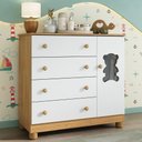 Ver imagem 1 de Cômoda Infantil 95cm 1 Porta com Vidro e 4 Gavetas Fofura Multimóveis Mp4484 Madeirado/branco