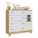 Ver imagem 2 de Cômoda Infantil 95cm 1 Porta com Vidro e 4 Gavetas Fofura Multimóveis Mp4484 Madeirado/branco
