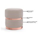 Ver imagem 3 de Puff Decorativo Com Cinto E Aro Rosê Round B-309 Bege Claro