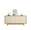 Ver imagem 2 de Buffet Aparador 4 Portas Frisado 100% MDF Soleil Cedro/Off White DJ Móveis