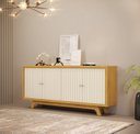 Ver imagem 5 de Buffet Aparador 4 Portas Frisado 100% MDF Soleil Cedro/Off White DJ Móveis