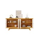 Ver imagem 4 de Buffet Aparador 4 Portas Frisado 100% MDF Soleil Cedro/Off White DJ Móveis