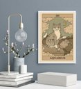 Ver imagem 1 de Quadro Carta Tarot Gato Signo Aquário 24x18cm - com Vidro:madeira Branca
