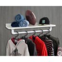Ver imagem 2 de Cabideiro Prateleira de Parede Roupas e Acessórios Estilo Industrial Branco