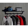 Cabideiro Prateleira de Parede Roupas e Acessórios Estilo Industrial Preto - 2