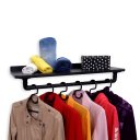 Ver imagem 6 de Cabideiro Prateleira de Parede Roupas e Acessórios Estilo Industrial Preto