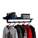 Ver imagem 5 de Cabideiro Prateleira de Parede Roupas e Acessórios Estilo Industrial Preto
