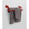 Toalheiro Duplo Porta Toalhas de Parede Acessório para Banheiro Estilo Industrial Vermelho Laca - 1