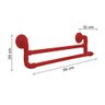 Toalheiro Duplo Porta Toalhas de Parede Acessório para Banheiro Estilo Industrial Vermelho Laca - 3