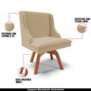 Ver imagem 4 de Cadeira Decorativa Sala de Jantar Base Giratória de Madeira Firenze Linho Palha/Natural G19 - Gran B