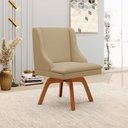 Ver imagem 2 de Cadeira Decorativa Sala de Jantar Base Giratória de Madeira Firenze Linho Palha/Natural G19 - Gran B