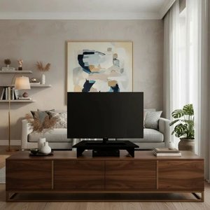 Suporte de Mesa Base Giratório com Nicho 360° para Tv Preto