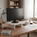 Ver imagem 1 de Suporte de Mesa Giratório com Nicho 360° para Monitor Branco