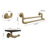 Kit Acessórios para Banheiro 3 peças Porta Toalhas Papel Cabideiro Estilo Industrial Dourado Laca - 3