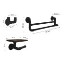 Ver imagem 4 de Kit Acessórios para Banheiro 3 Peças Porta Toalhas Papel Cabideiro Estilo Industrial Preto Laca