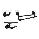 Ver imagem 3 de Kit Acessórios para Banheiro 3 Peças Porta Toalhas Papel Cabideiro Estilo Industrial Preto Laca
