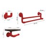 Kit Acessórios para Banheiro 3 peças Porta Toalhas Papel Cabideiro Estilo Industrial Vermelho Laca - 3
