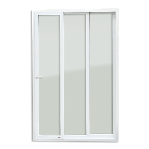 Porta Correr PVC 3F 210 x 200 V.Liso Temperado c/Cremona Brimak