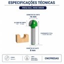 Ver imagem 2 de Fresa Ball Nose Green Haste 8mm