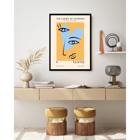 Quadro Decorativo Picasso The Ladies - 70x50cm:moldura Preta