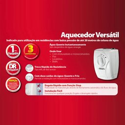Aquecedor Versátil Elétrico 127v 5500w Branco Lorenzetti Versátil 127v - 6