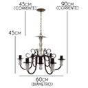 Ver imagem 2 de Lustre Torneado De Madeira Rustica Para Sala De Jantar Grande - Verniz & Branco