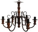 Ver imagem 1 de Lustre Torneado De Madeira Rustica Para Sala De Jantar Grande  - Verniz
