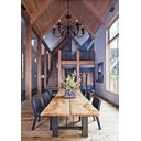 Ver imagem 3 de Lustre Torneado De Madeira Rustica Para Sala De Jantar Grande - Verniz