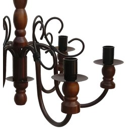 Lustre Torneado De Madeira Rustica Para Sala De Jantar Grande  - Verniz - 5