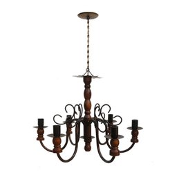 Lustre Torneado De Madeira Rustica Para Sala De Jantar Grande  - Verniz - 4