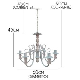 Lustre Torneado De Madeira Rustica Para Sala De Jantar Grande - Branco - 2