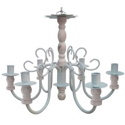 Lustre Torneado De Madeira Rustica Para Sala De Jantar Grande - Branco - 1