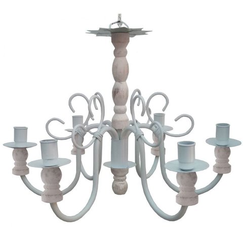 Lustre Torneado De Madeira Rustica Para Sala De Jantar Grande - Branco