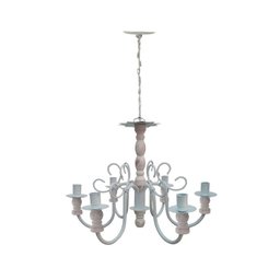 Lustre Torneado De Madeira Rustica Para Sala De Jantar Grande - Branco - 4