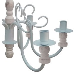 Lustre Torneado De Madeira Rustica Para Sala De Jantar Grande - Branco - 5
