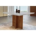 Ver imagem 1 de Mesa de Sala Jantar Tampo Madeirado Vidro Reto 90x90cm Off White-imbuia Ripado