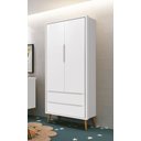 Ver imagem 2 de Guarda-Roupa Retrô 2 Portas Théo New Branco Fosco com Madeira - MoveisAqui