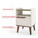 Ver imagem 4 de Mesa de Cabeceira Gabriela com Gaveta e Nicho Pés Palito:off White
