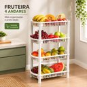 Ver imagem 7 de Fruteira Quatro Andares Fr-16 Organizador Multiuso Plástico PP Telado Empilhável Branco Yeet