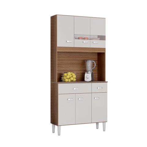 Cozinha Compacta Copa Armário Verona 6 Portas Cappuccino/Off White com Pés
