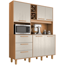 Ver imagem 2 de Kit Max Armário para Cozinha 5 Portas 3 Gavetas (1,60 m) Yescasa Marrom/Cinamomo/Areia
