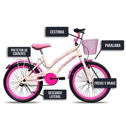 Bicicleta Infantil Celina Aro 20 Freio V-brake Nylon Bege com Cestinha - Colli Bike - 5