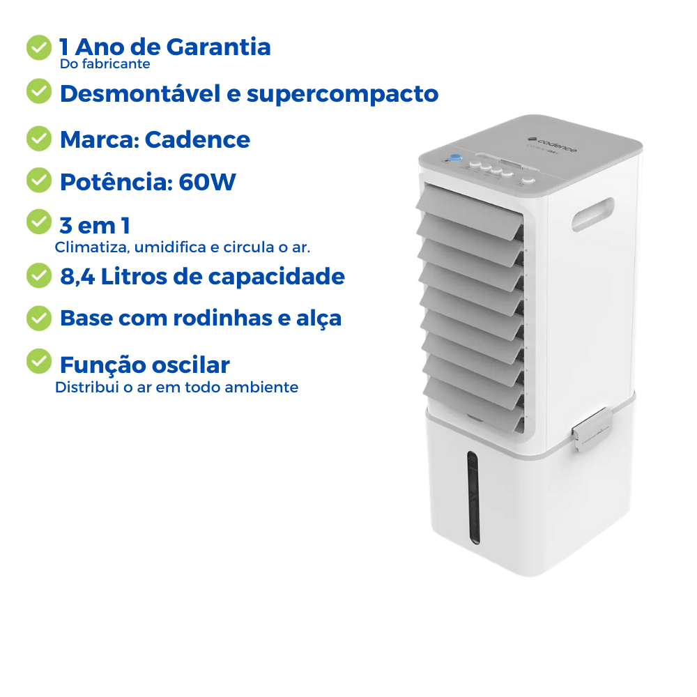 Climatizador Ar Frio 3 em 1 Ventilador Umidificador Cadence - 4